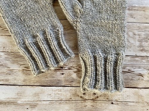 Hand-knitted mittens 'Elina' in grey, a thoughtful handmade gift