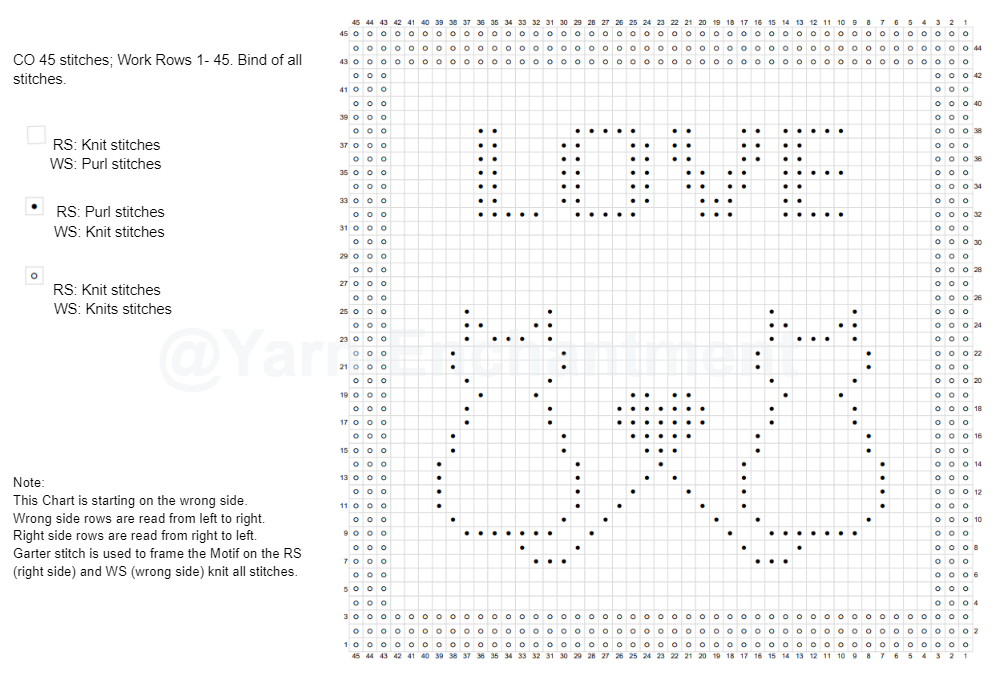 Chart for the I Love Cats Square