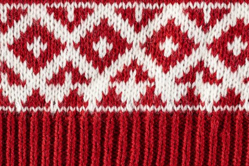 white and red colorwork pattern