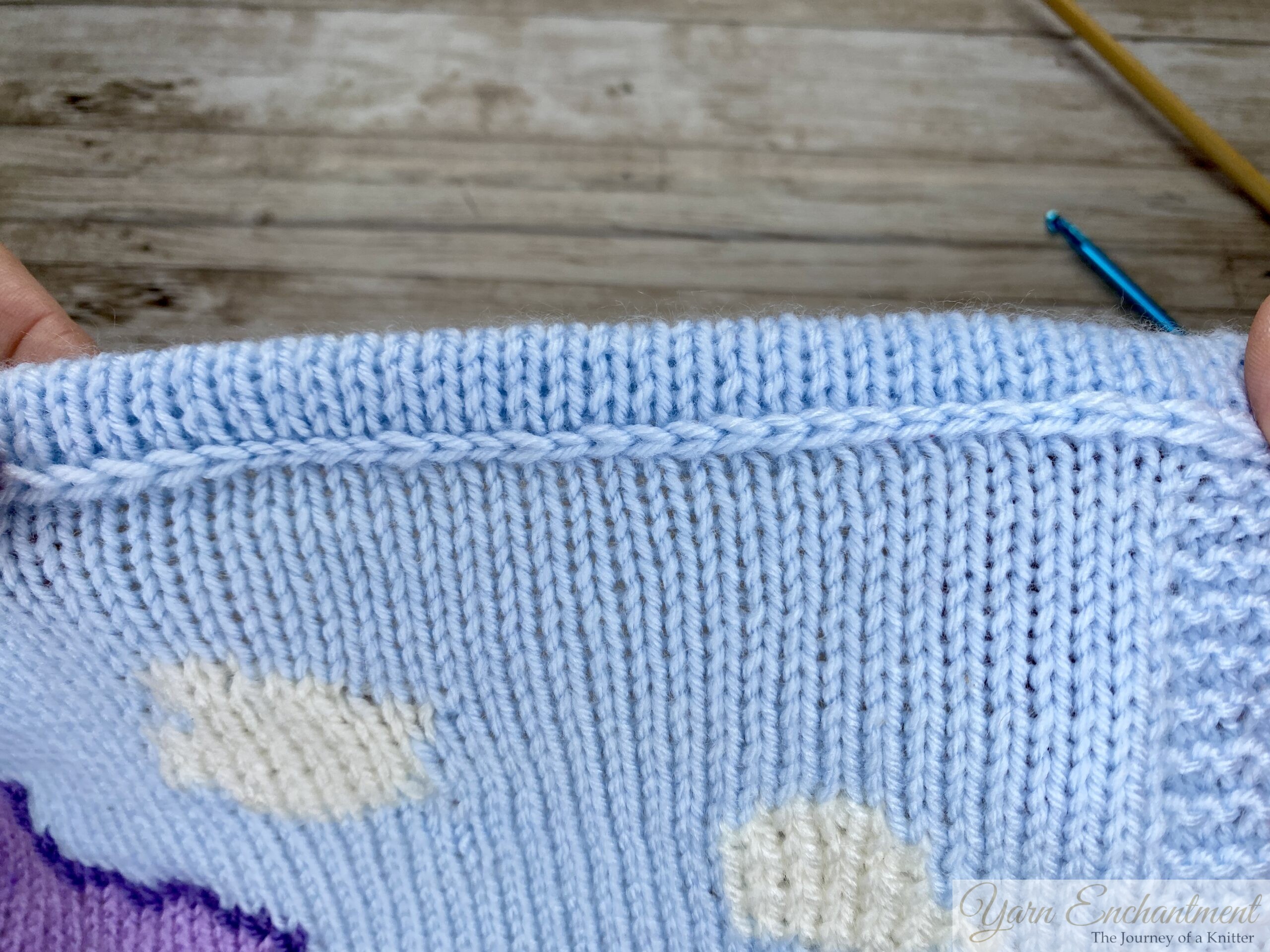 Folded edge, worked with a crochet hook