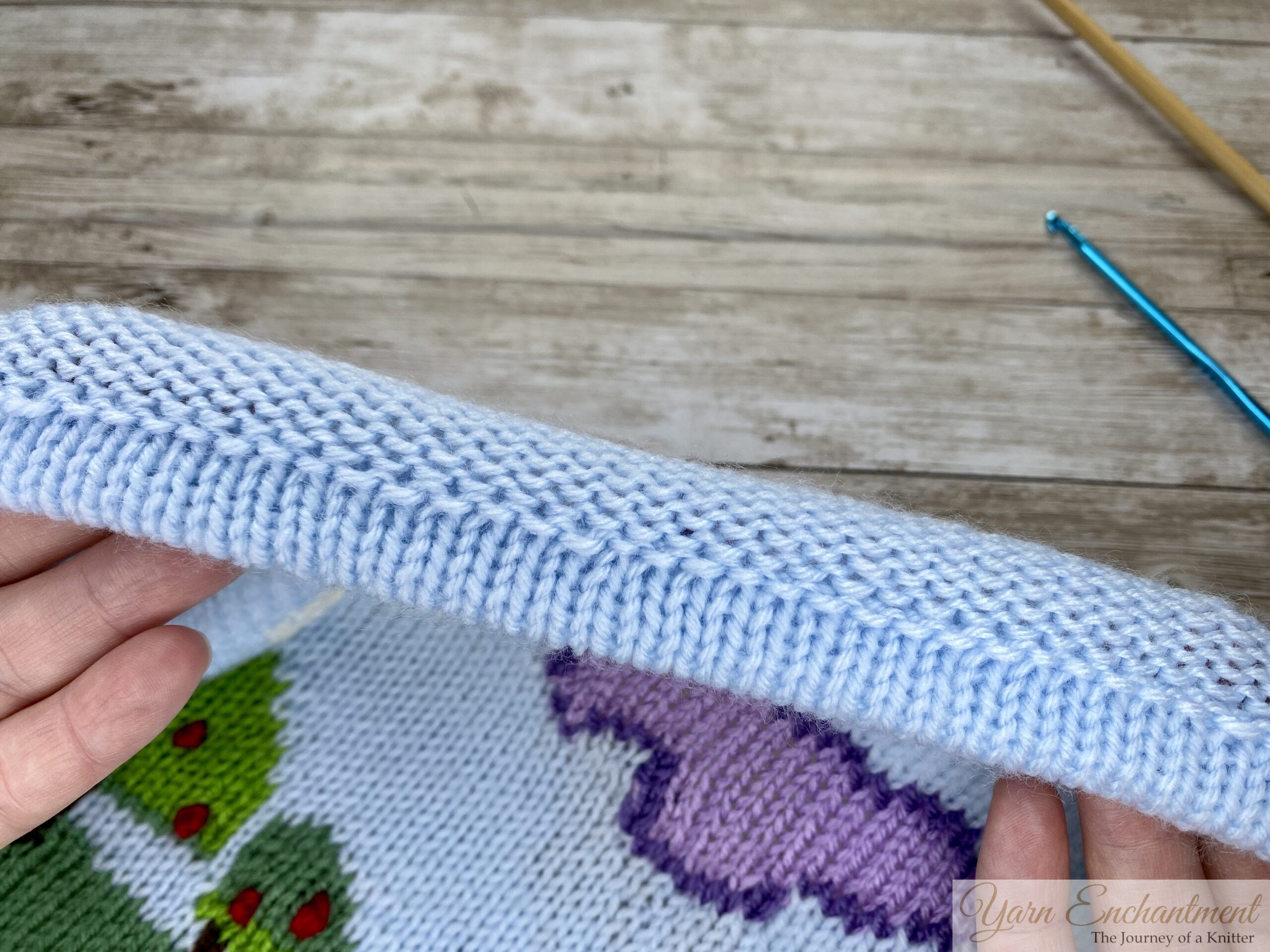 Folded edge, worked with a crochet hook