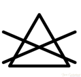Triangle with an X through it, representing “do not bleach