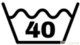 Washing symbol with a basin and “40” inside, indicating machine wash at 40°C.
