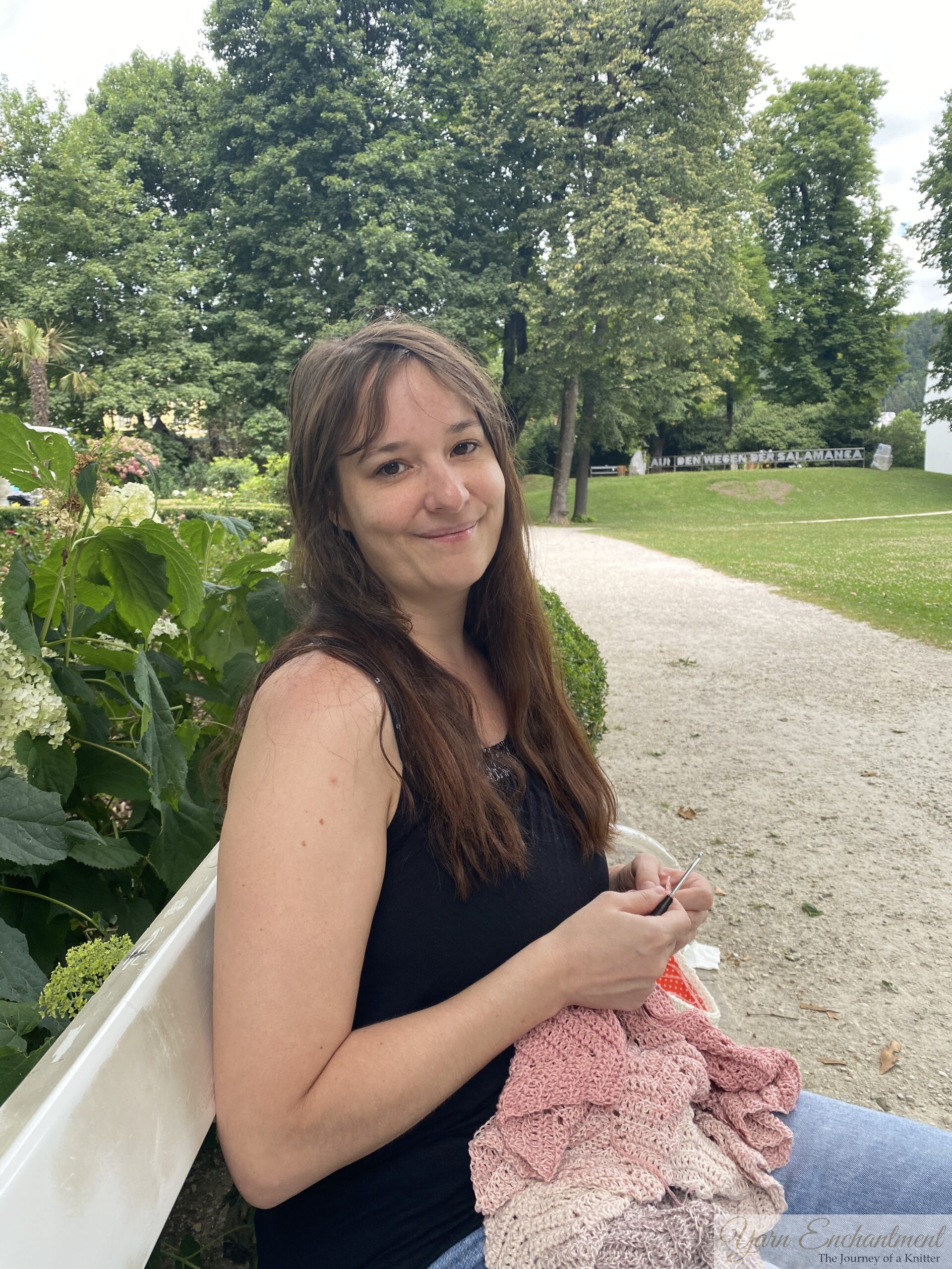 Me in the Park crocheting a shwal