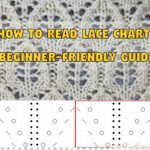 Beginner-friendly guide on how to read lace knitting charts. This infographic shows a labeled chart grid with common lace symbols like yarn over (YO), knit two together (K2tog), and slip slip knit (SSK). Arrows, callouts, and a color-coded legend clearly indicate right-side rows, wrong-side rows, the pattern repeat section, and the stitch key to help beginners follow knitting patterns with confidence.